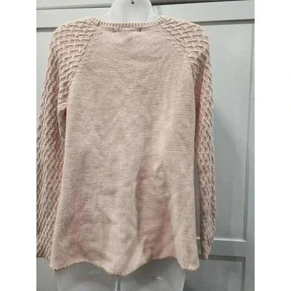 89th & Madison Crochet Knit Sweater Medium Light Pink Crew neck - Picture 3 of 6